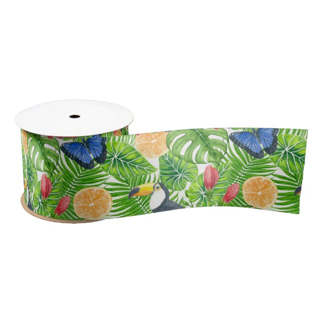 Tropical pattern satin ribbon (Spool)