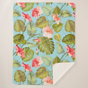 Tropical pattern sherpa blanket