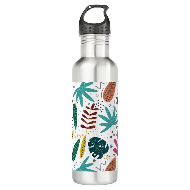 tropical pattern with colourful leaves 710 ml water bottle (Front)