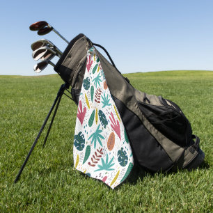 tropical pattern with colourful leaves golf towel