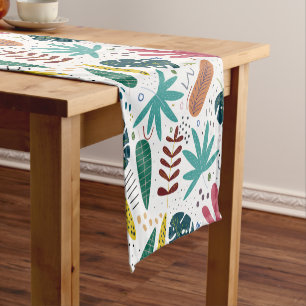 tropical pattern with colourful leaves short table runner