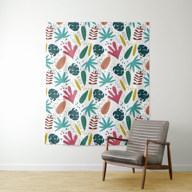tropical pattern with colourful leaves tapestry (In Situ)