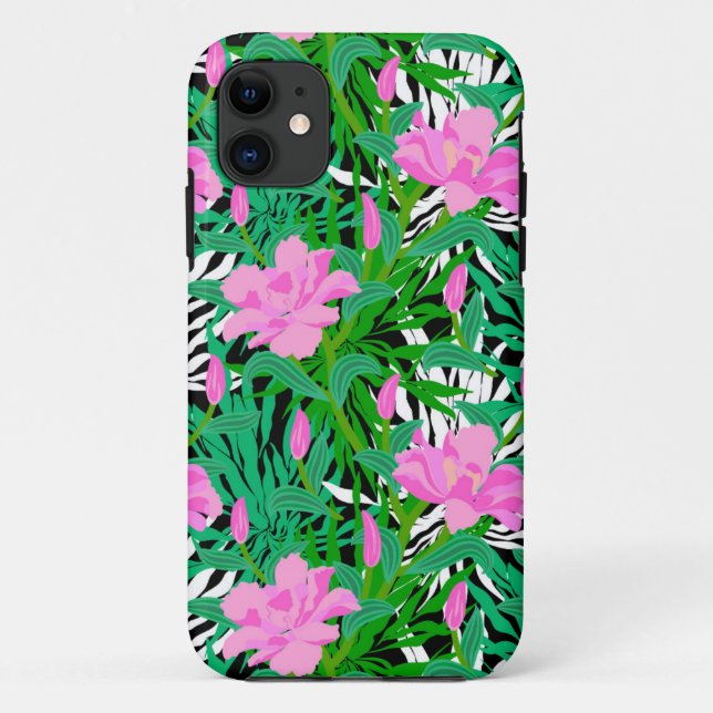 Tropical Pattern With Jungle Flowers Case-Mate iPhone Case (Back)