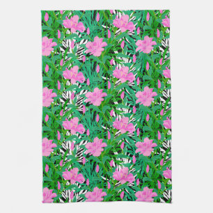 Tropical Pattern With Jungle Flowers Kitchen Towel