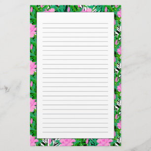 Tropical Pattern With Jungle Flowers Stationery