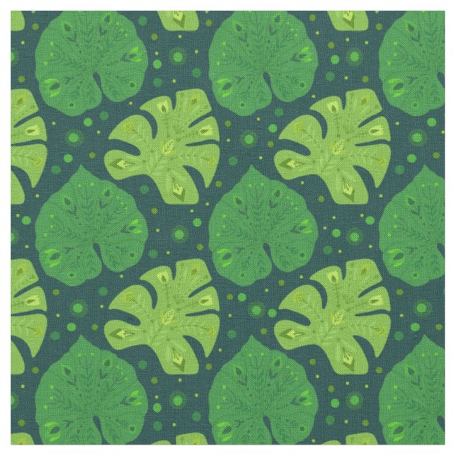 Tropical pattern with liana and monstera leaves  fabric (Close Up)