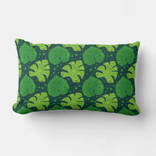 Tropical pattern with liana and monstera leaves  lumbar pillow