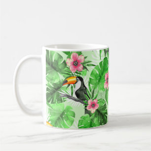 Tropical pattern with toucan coffee mug