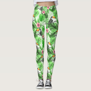 Tropical pattern with toucan leggings