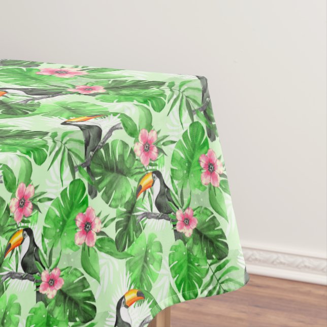 Tropical pattern with toucan tablecloth (In Situ)