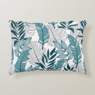 Tropical pattern with trendy plants and leaves on accent pillow