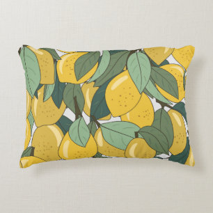 Tropical Pattern with Yellow Lemons. Accent Pillow