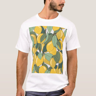 Tropical Pattern with Yellow Lemons. T-Shirt