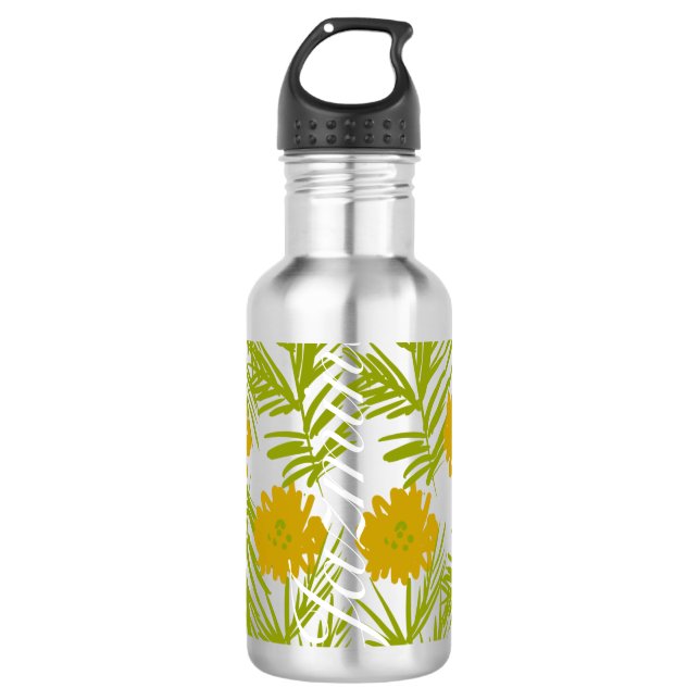 Tropical Pattern Yellow Florals 710 Ml Water Bottle (Front)