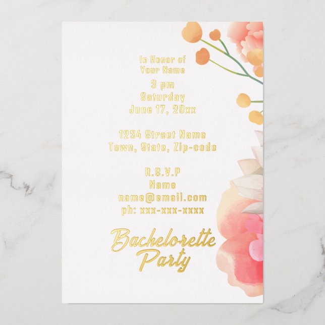 Tropical Peach Flowers Bachelorette (Front)