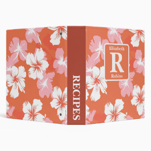 Tropical peach hibiscus personalized recipe binder