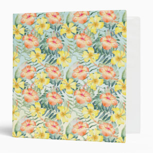 Tropical Peach Yellow Hibiscus Floral Binder