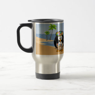 Tropical Penguins Couple Hula Pirate Island Beach Travel Mug