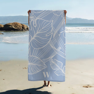 Tropical Periwinkle Modern Monogram Beach Towel