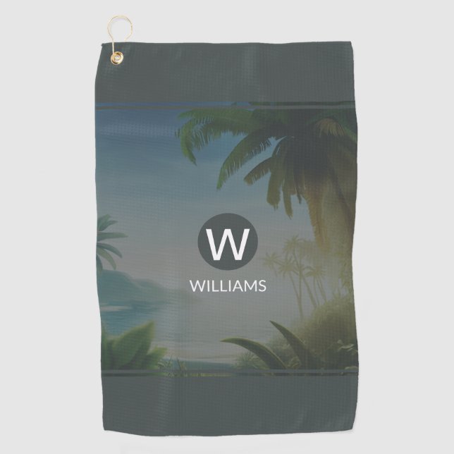 Tropical Personalized Golf Towel (Front)