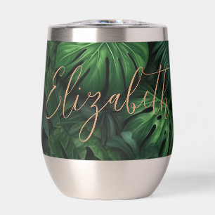 Tropical Personalized Monstera Gold Script Name
