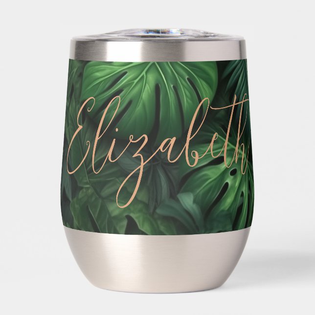 Tropical Personalized Monstera Gold Script Name (Front)