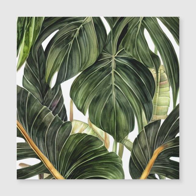 Tropical Philodendron in the Style of Jean Triptyc Magnetic Invitation (Front)