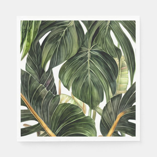 Tropical Philodendron in the Style of Jean Triptyc Napkin (Front)