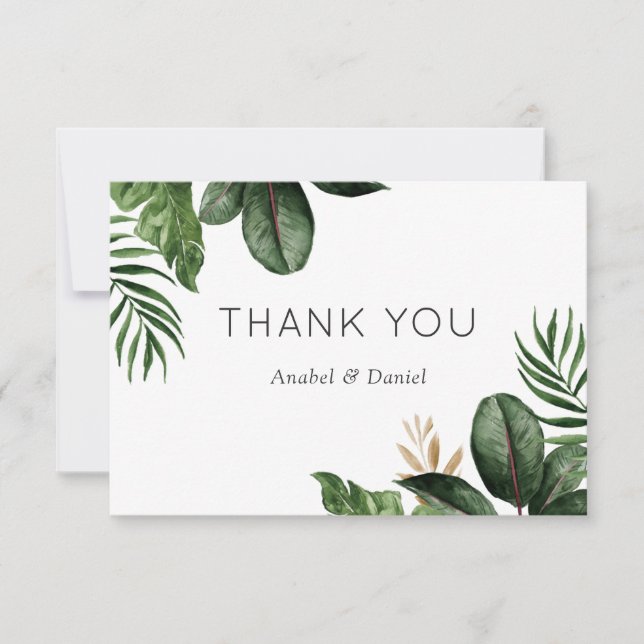 Tropical Philodendron Palm Mariage Carte de remerc (Devant)