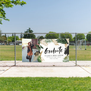 Tropical photo graduation modern script banner
