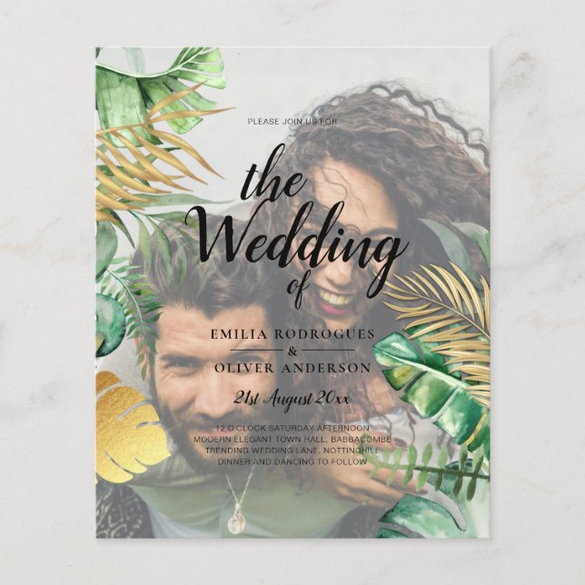 Tropical PHOTO OVERLAY All-in-1 QR Code Wedding Flyer (Front)