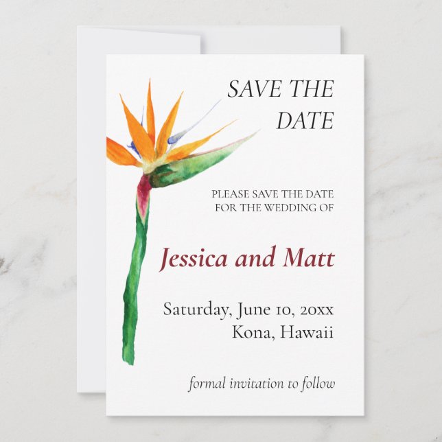 Tropical Photo Save the Date Invitation (Front)