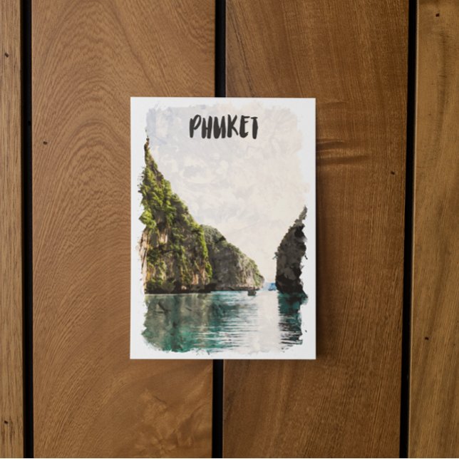 Tropical Phuket Thailand Coastal Landscape Postcard (Phuket retro vintage travel postcard)