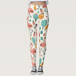 Tropical Pickleball Play Leggings