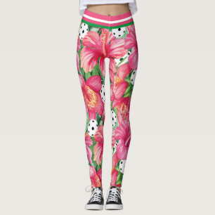 🌺🌴Tropical pickleball with hibiscus small pr Leggings