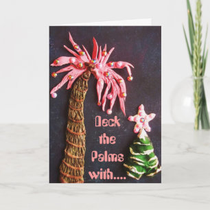 Tropical PINA COLADA CHRISTMAS w PINK BLING! Holiday Card