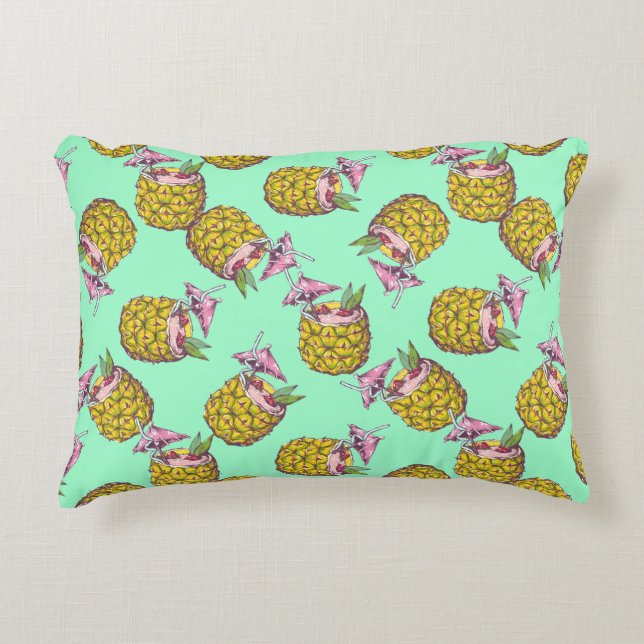 Tropical Piña Colada Pattern –Refreshing Summer Accent Pillow (Front)
