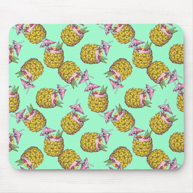 Tropical Piña Colada Pattern –Refreshing Summer Mouse Pad (Front)