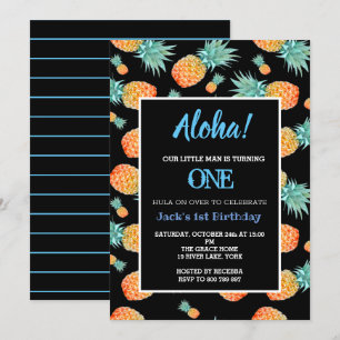 Tropical Pineapple 1st First Boy Birthday Invitation