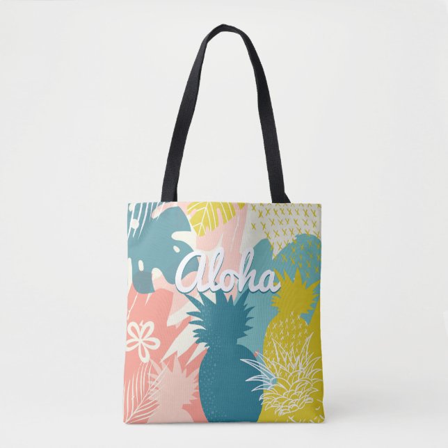 Tropical Pineapple Aloha Tote Bag (Front)