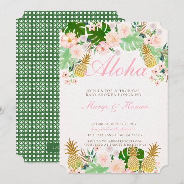 Tropical Pineapple Baby Shower Invitation (Front/Back)