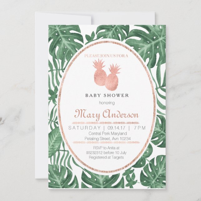 Tropical Pineapple Baby Shower invitation (Front)