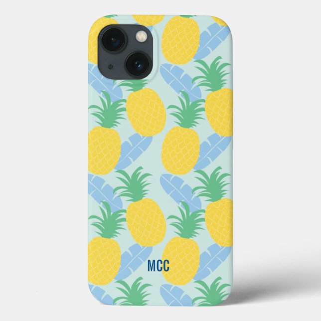 Tropical Pineapple Banana Leaves Personalized Case-Mate iPhone Case (Back)