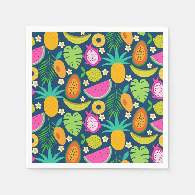 Tropical Pineapple Banana watermelon Fruits  Napkin (Front)