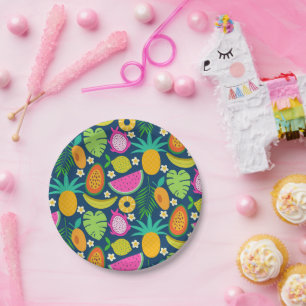 Tropical Pineapple Banana watermelon Fruits  Paper Plate