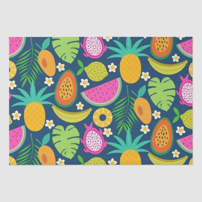 Tropical Pineapple Banana watermelon Fruits  Tissue Paper (Front)