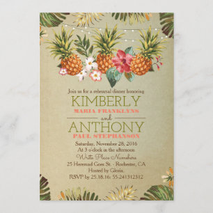 tropical pineapple beach lights rehearsal dinner invitation