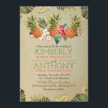 tropical pineapple beach lights wedding invitation<br><div class="desc">vintage tropical wedding invitations with string lights,  palm leaves and pineapples - aloha pineapple - aloha summer on the beach</div>