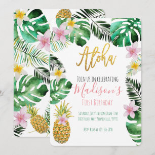 Tropical Pineapple Birthday Invitation