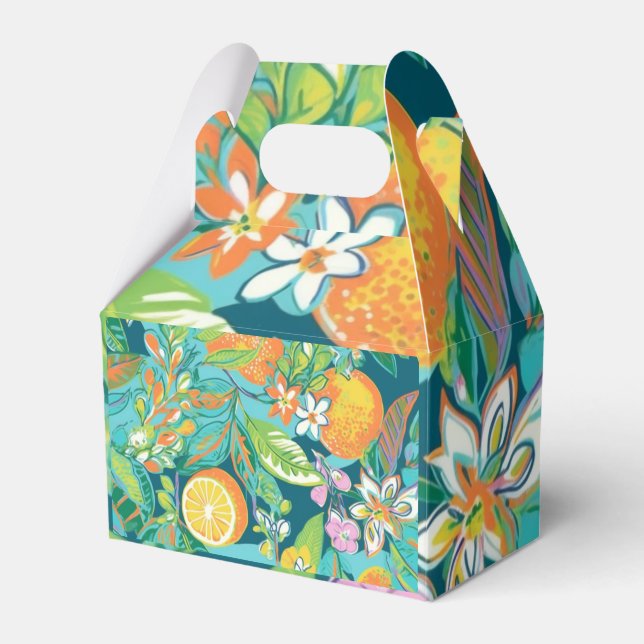 Tropical Pineapple Blue Favour Box (Front Side)